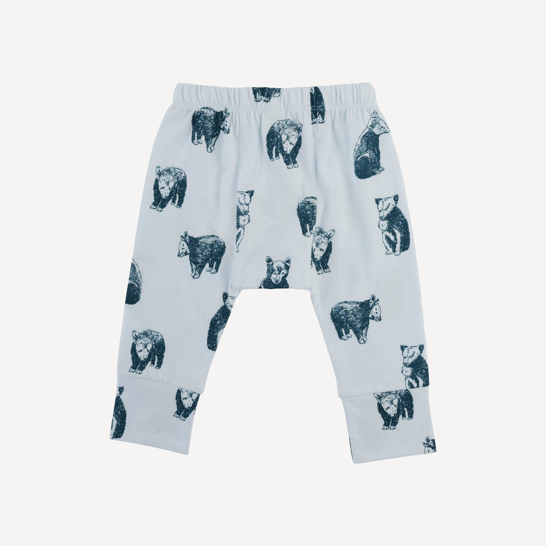 classic panda pant | blue bear cubs | organic cotton jersey
