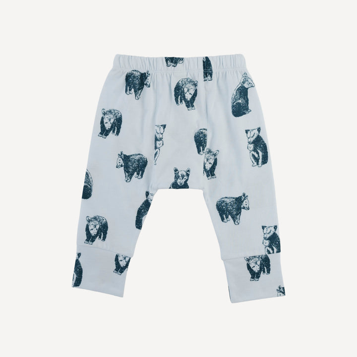 classic panda pant | blue bear cubs | organic cotton jersey