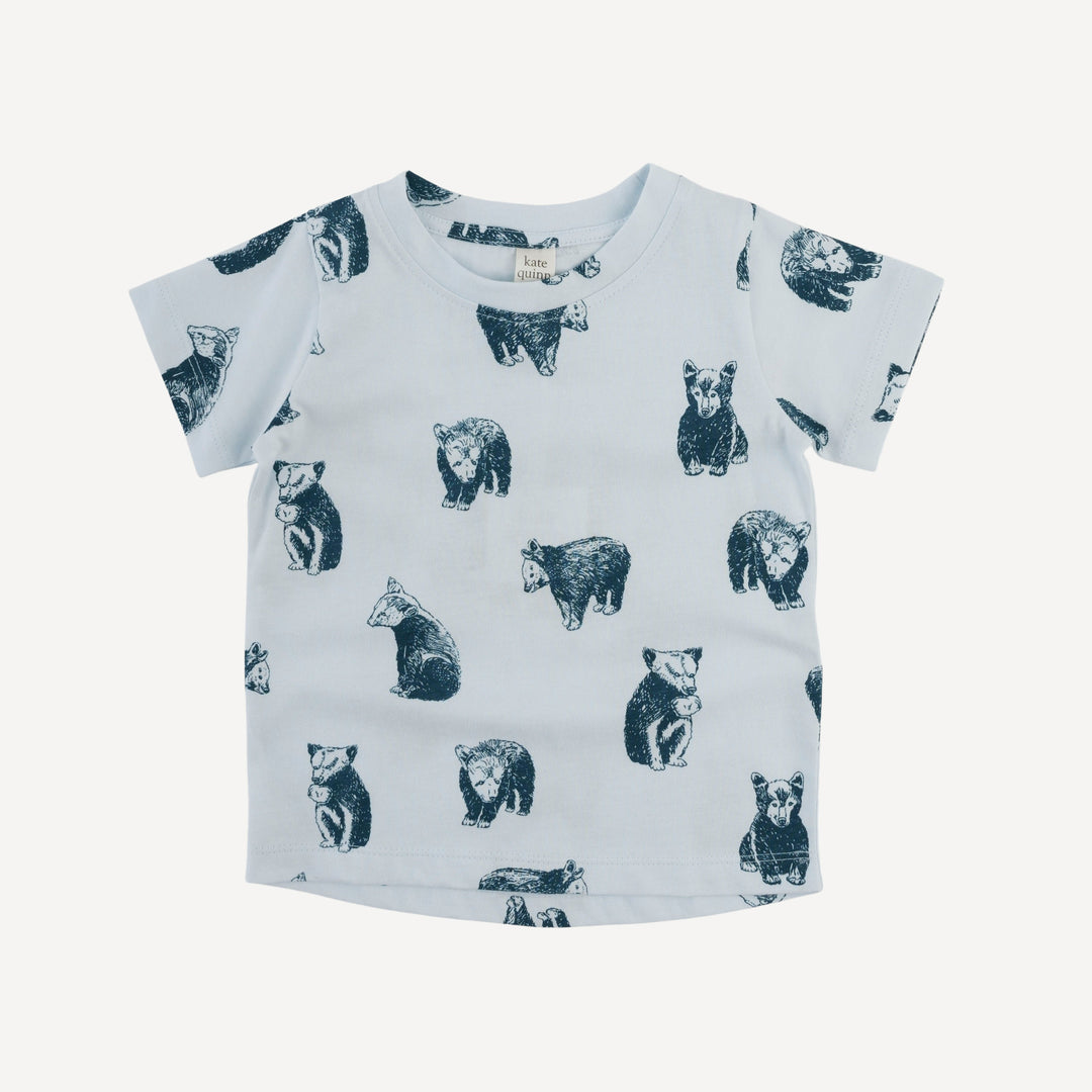 short sleeve essential boxy tee | blue bear cubs | organic cotton jersey