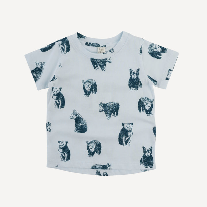 short sleeve essential boxy tee | blue bear cubs | organic cotton jersey