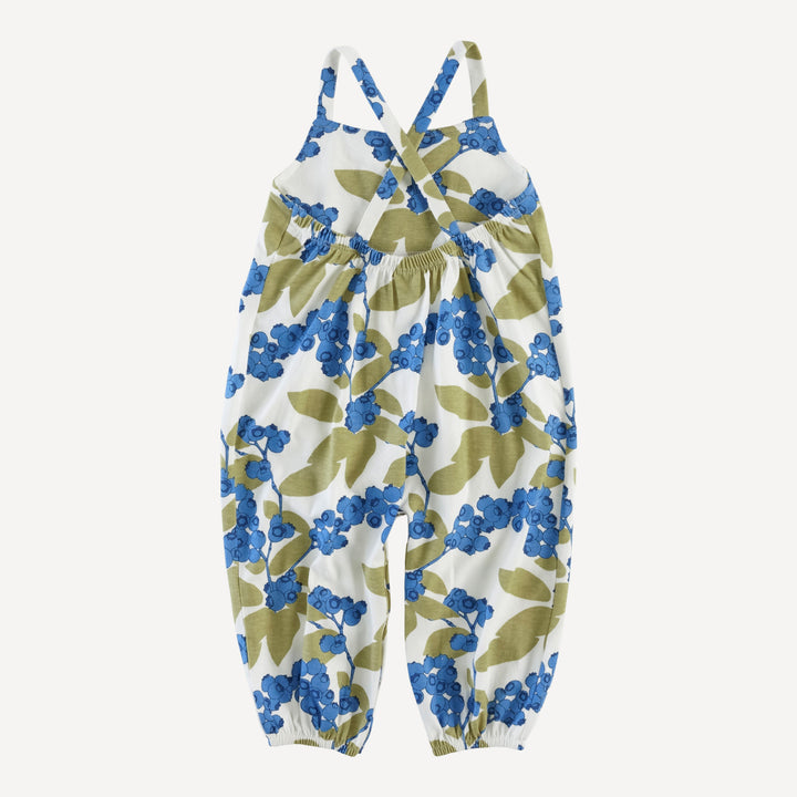 cross back spaghetti strap bubble jumpsuit | blueberries | organic cotton jersey