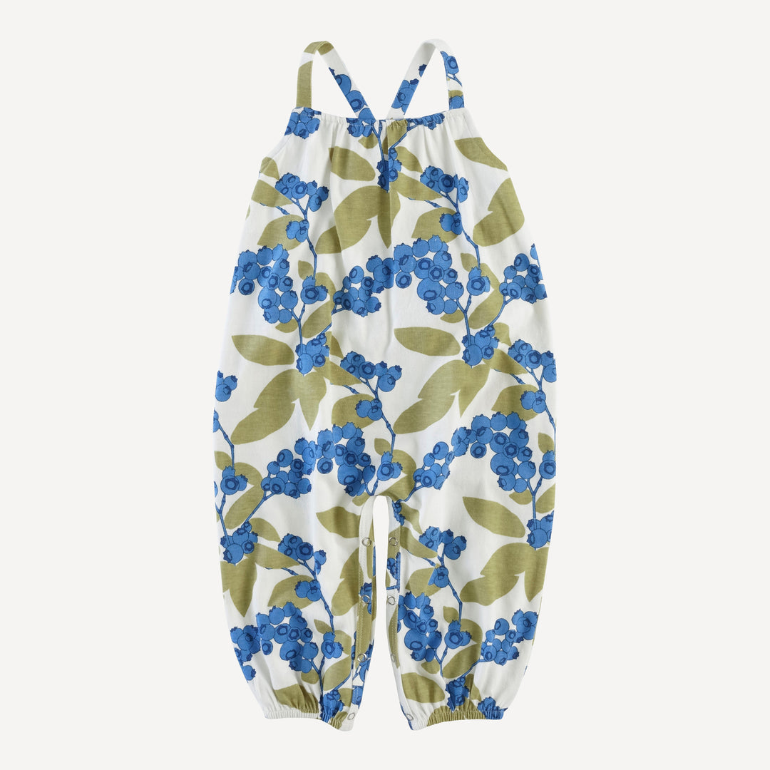 cross back spaghetti strap bubble jumpsuit | blueberries | organic cotton jersey