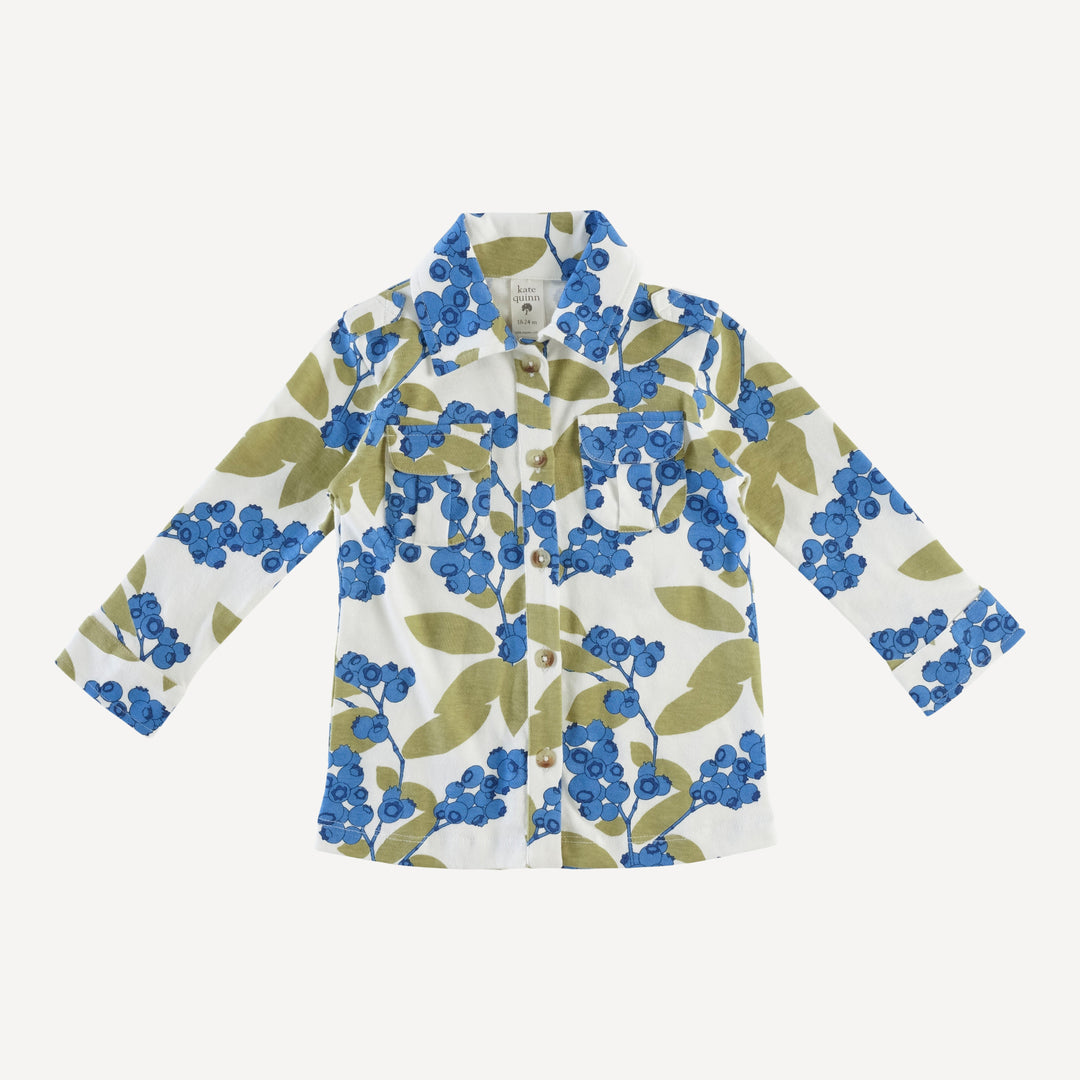 long sleeve military top | blueberries | organic cotton jersey