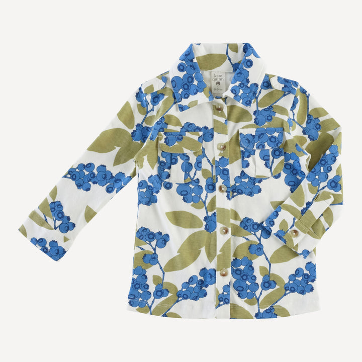 long sleeve military top | blueberries | organic cotton jersey