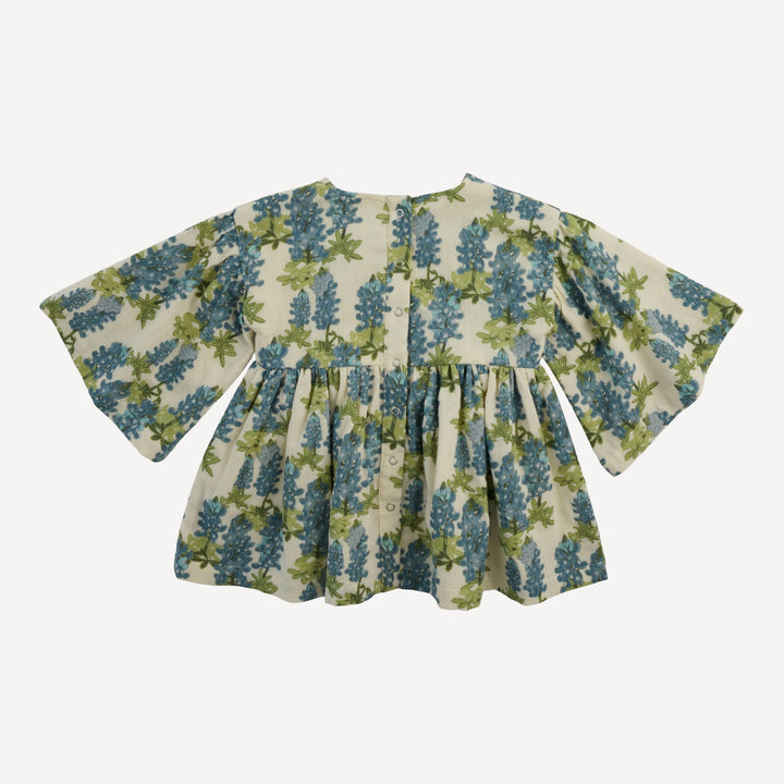 bell sleeve gathered tunic | blue bonnets | organic cotton gauze