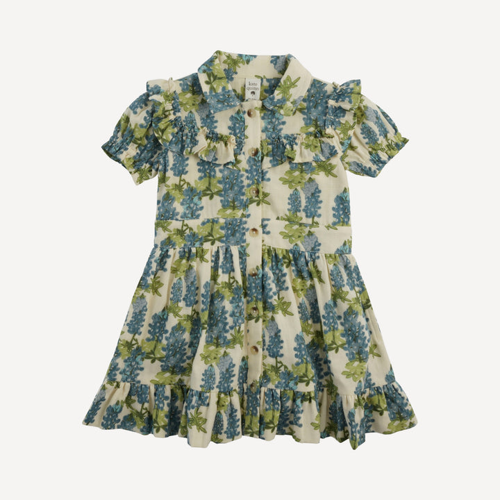 short sleeve goldilocks dress | blue bonnets | organic cotton gauze