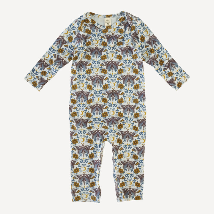 long sleeve lap neck jumpsuit | blue butterfly night | bamboo