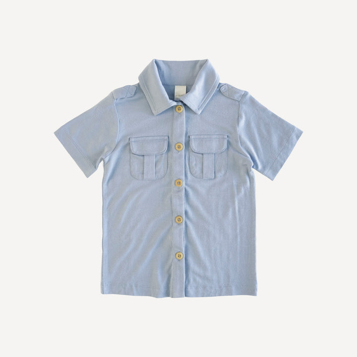 short sleeve military top | blue caspian | modal