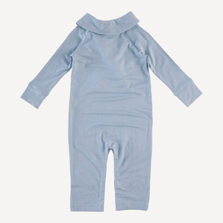 long sleeve double breasted shawl collar jumpsuit | blue caspian | modal