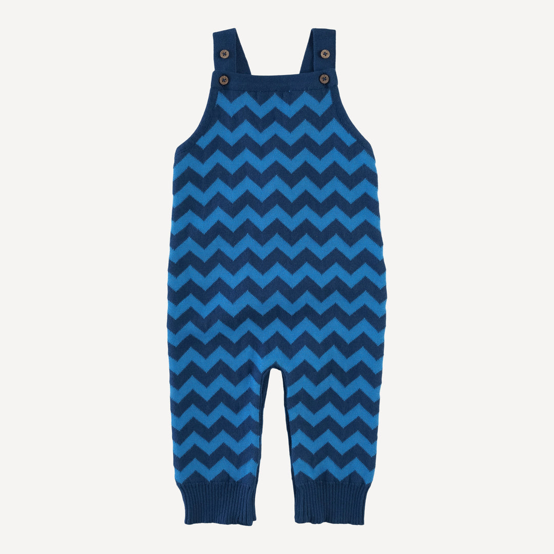 sweater overall | blue chevron stripe | organic cotton jacquard knit