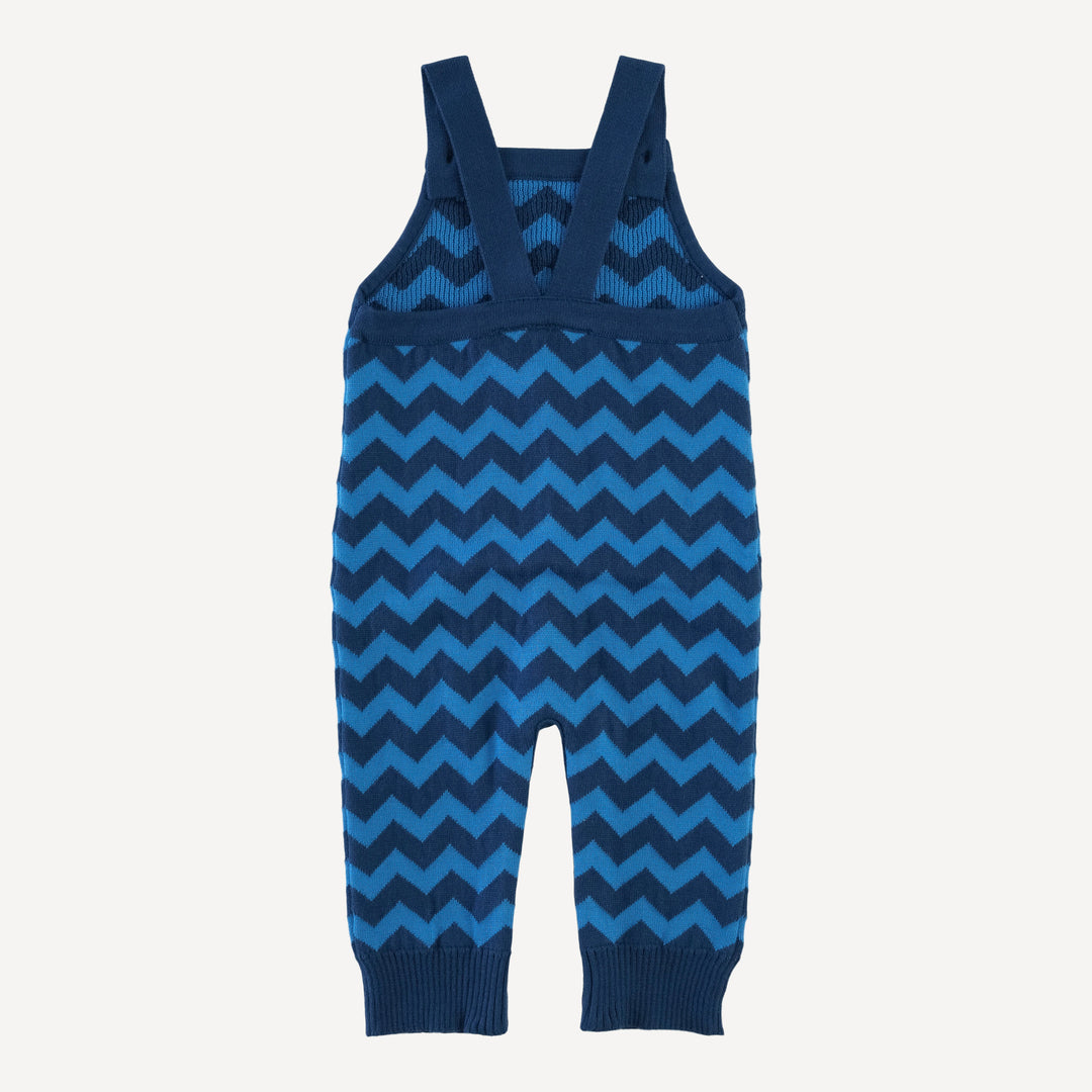 sweater overall | blue chevron stripe | organic cotton jacquard knit