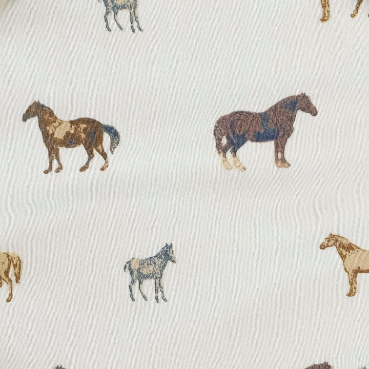 single layer blanket | blue country horse | organic cotton interlock