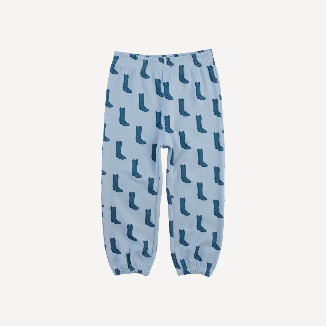 long sleeve relaxed jogger set | blue cowboy boot | organic cotton interlock