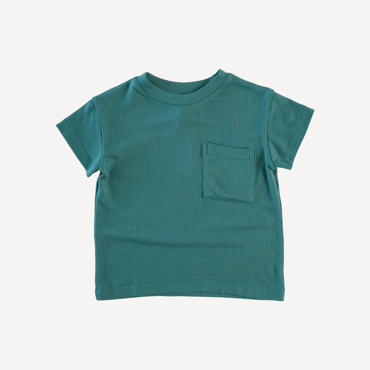 short sleeve relaxed classic pocket tee | blue cypress | modal skinny rib