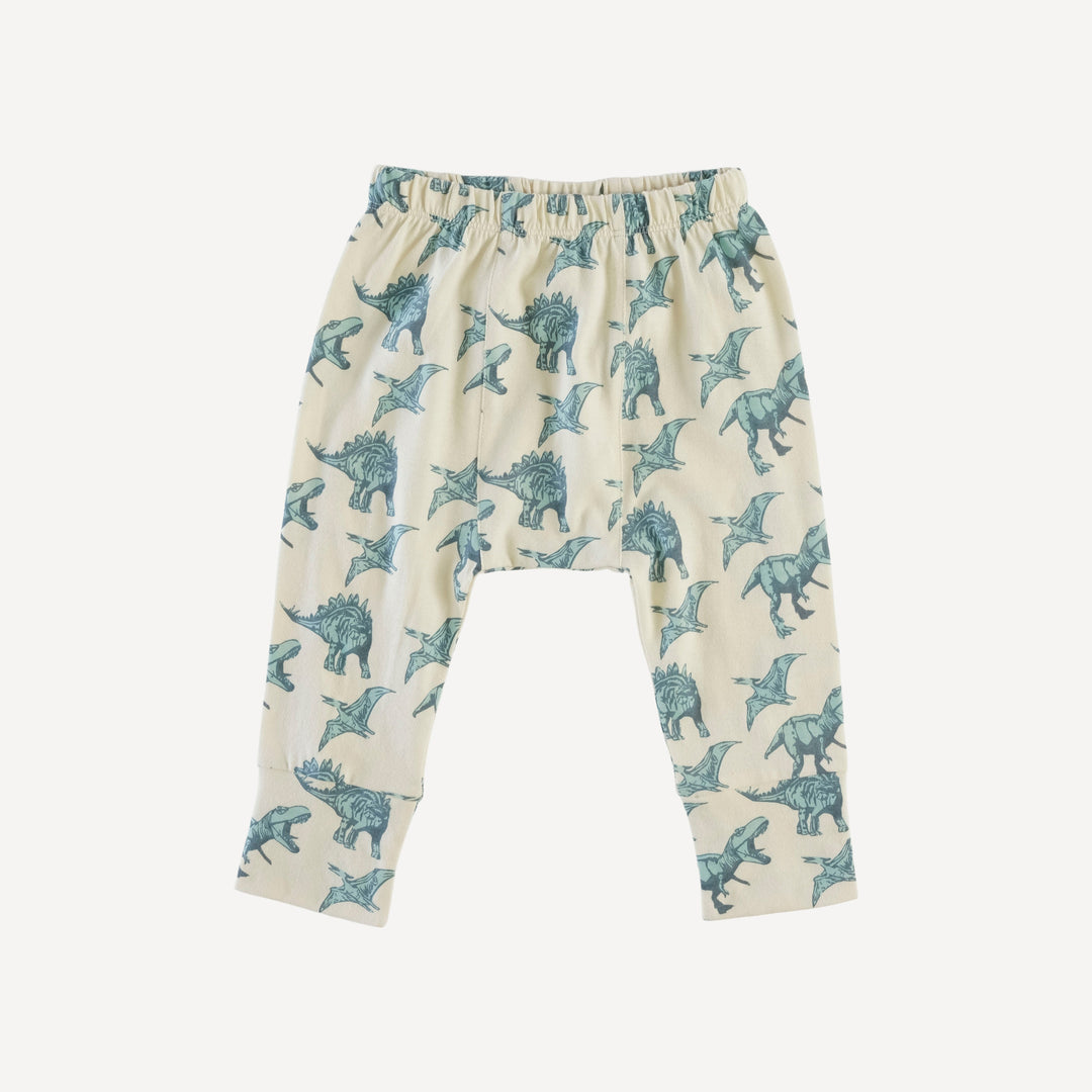 classic panda pant | blue dinosaurs | organic cotton jersey