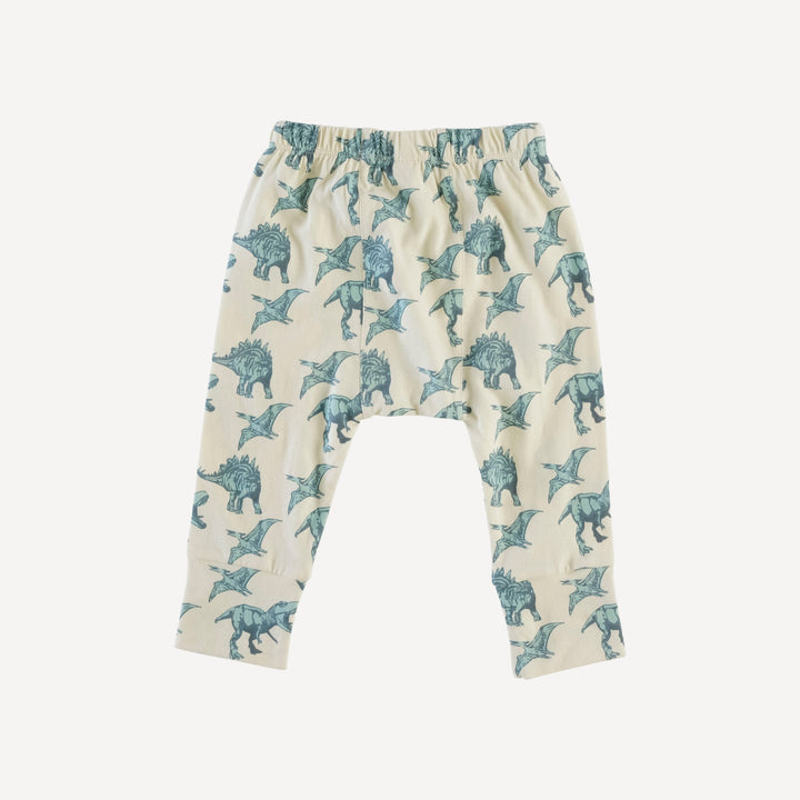 classic panda pant | blue dinosaurs | organic cotton jersey