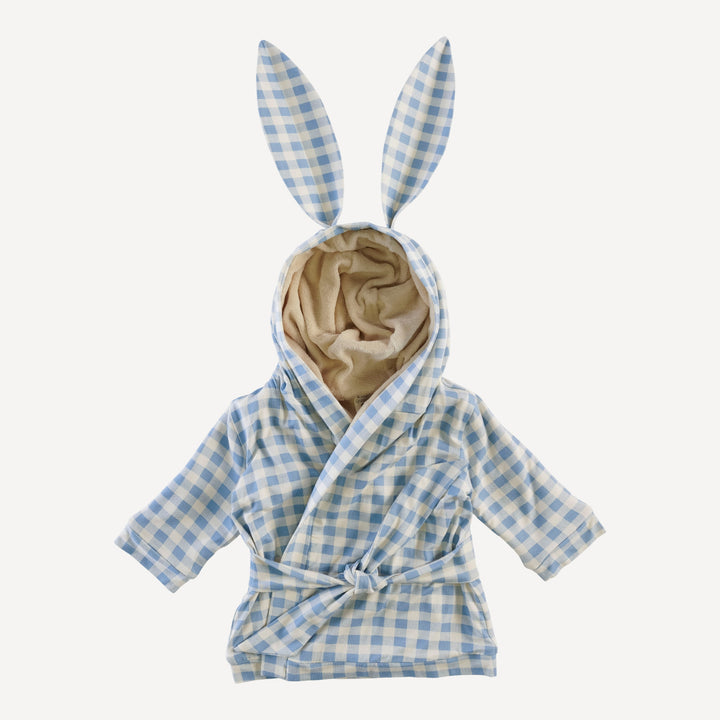 bunny bath robe | blue gingham | bamboo