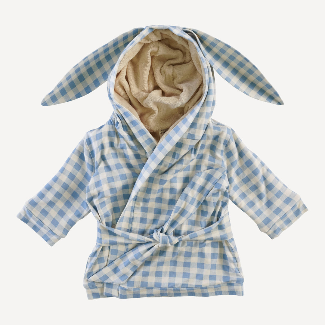 bunny bath robe | blue gingham | bamboo