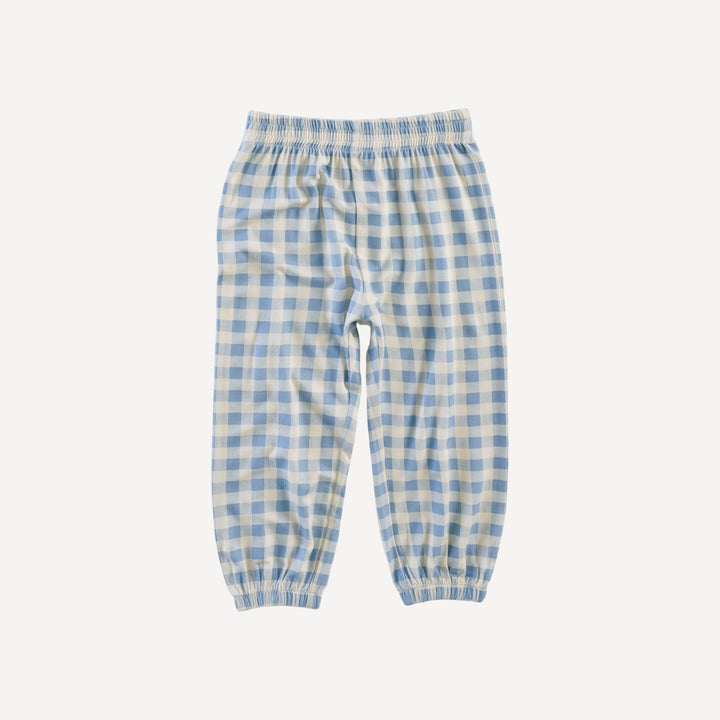 long sleeve relaxed jogger set | blue gingham | bamboo