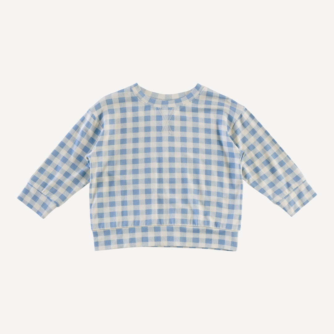 long sleeve relaxed jogger set | blue gingham | bamboo