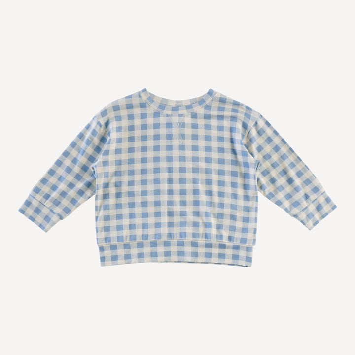 long sleeve relaxed jogger set | blue gingham | bamboo