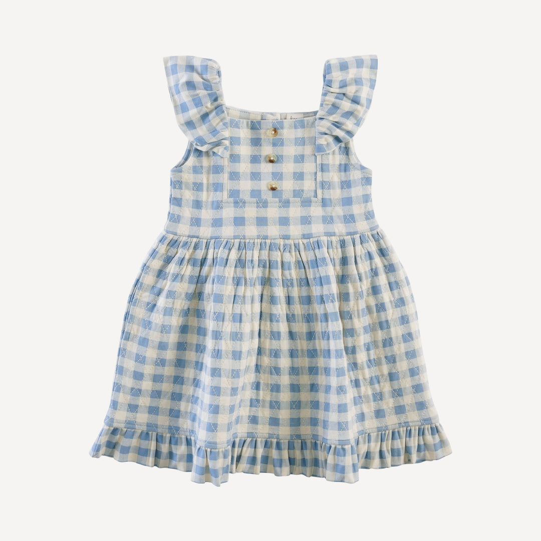 quilted party dress | blue gingham | bamboo