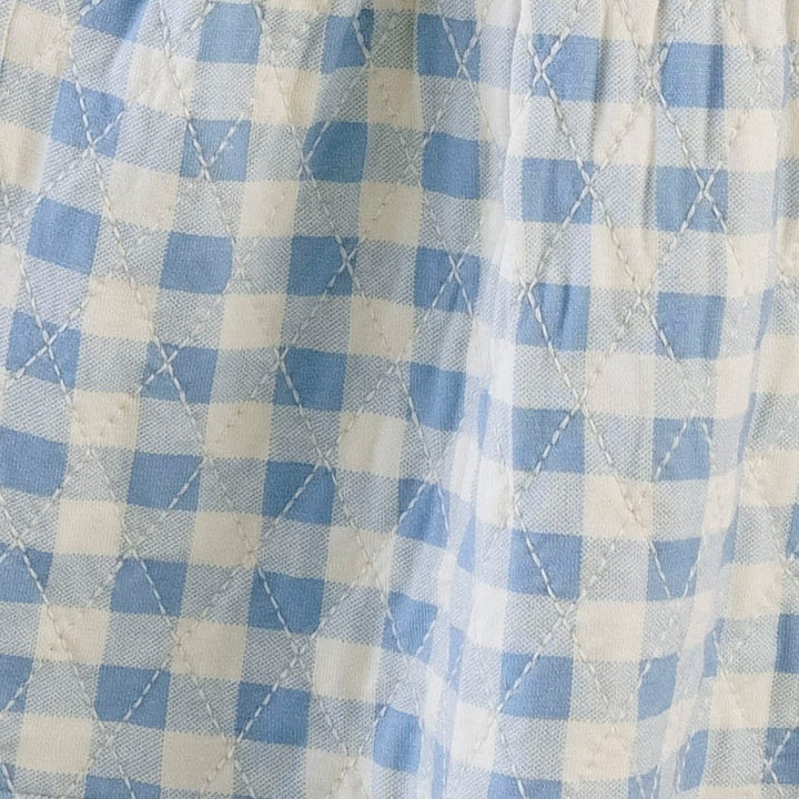 quilted party dress | blue gingham | bamboo