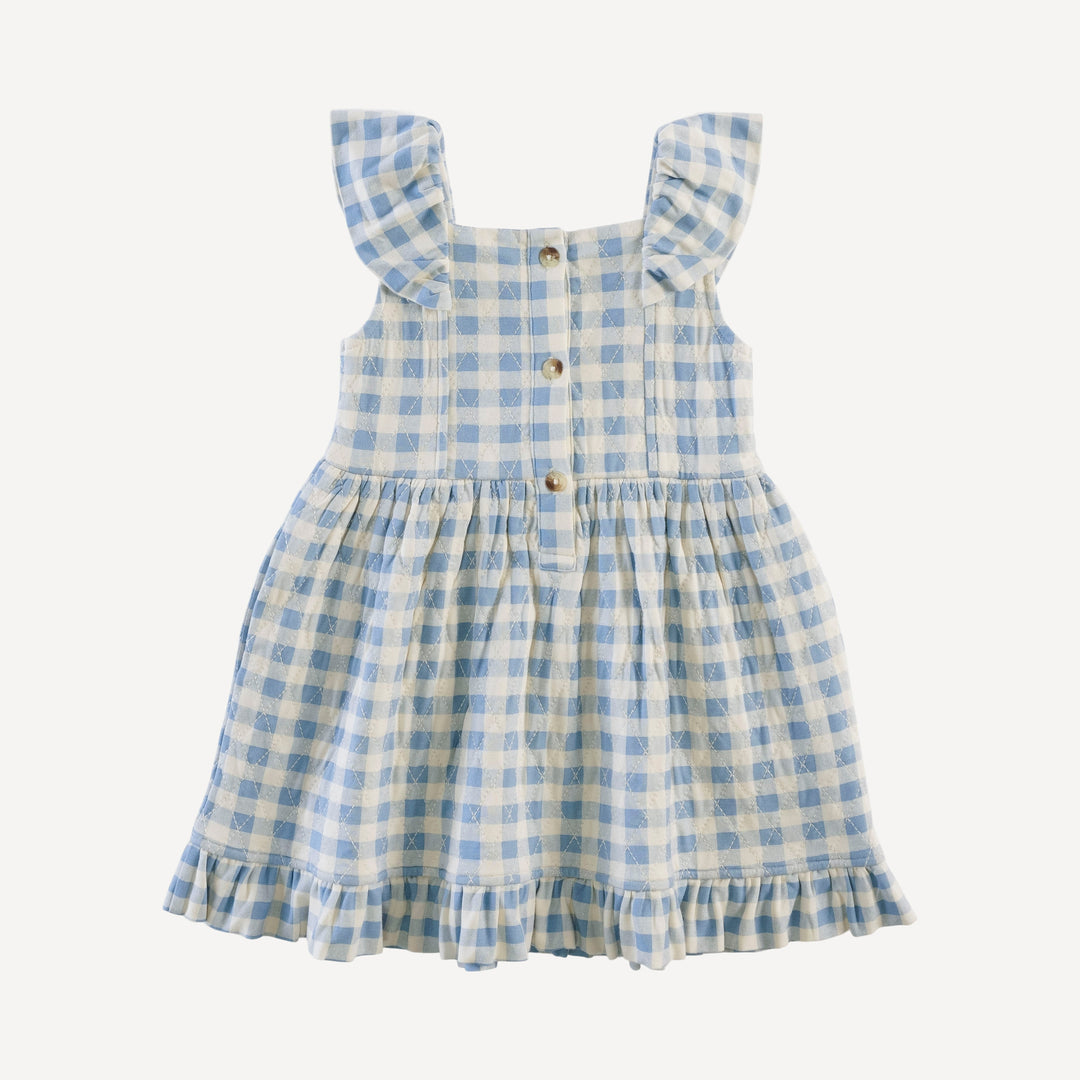 quilted party dress | blue gingham | bamboo