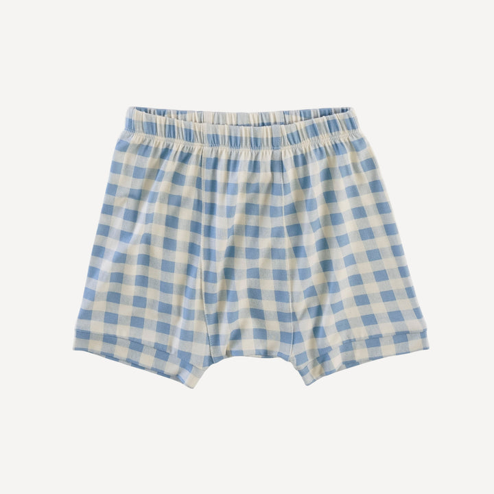 classic panda short | blue gingham | bamboo