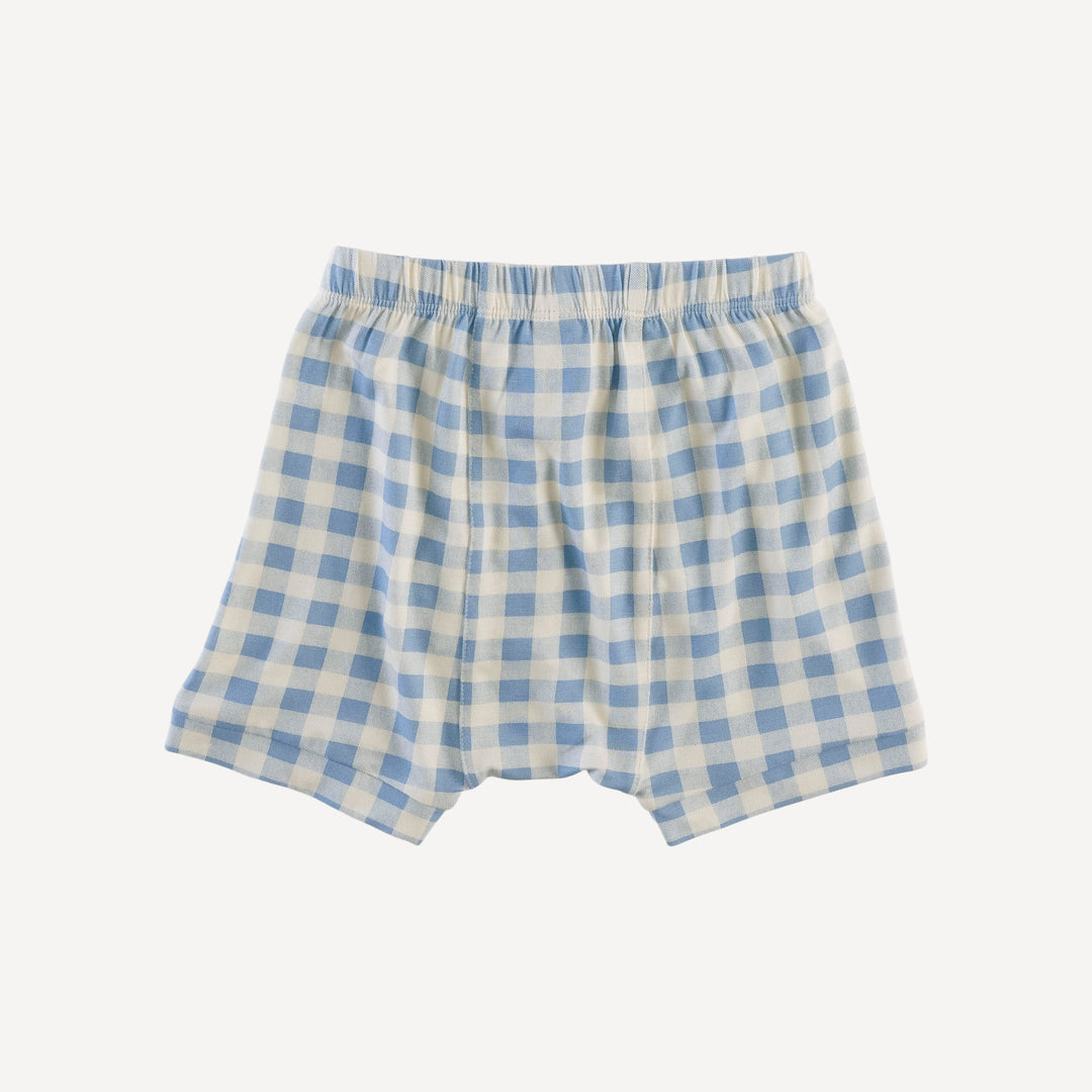 classic panda short | blue gingham | bamboo