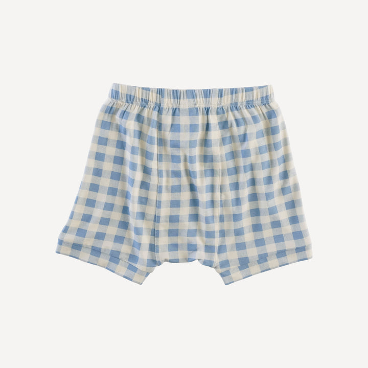 classic panda short | blue gingham | bamboo