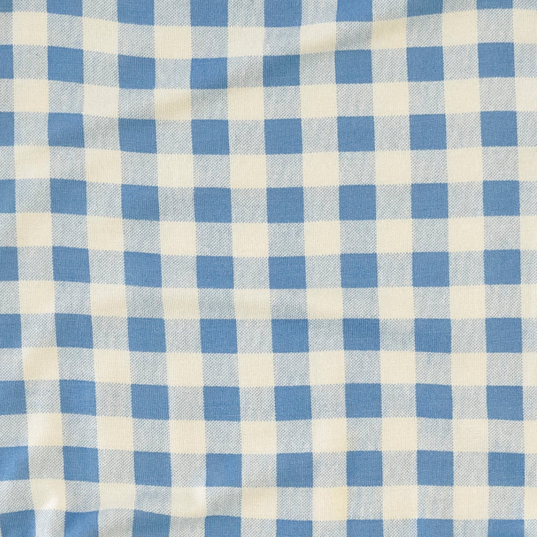 womens boat neck tee | blue gingham | bamboo