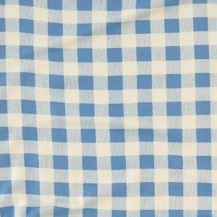 long sleeve two way zipper footie | blue gingham | bamboo