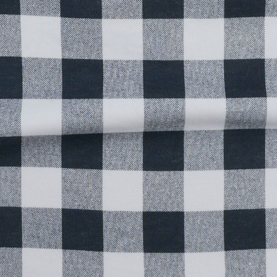 mens short sleeve henley top | blue gingham | organic cotton interlock