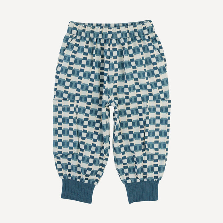 cargo bubble pant | blue graphic | organic cotton jersey