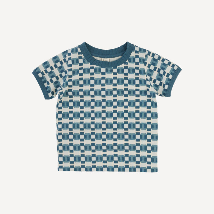 ringer short set | blue graphic | organic cotton jersey
