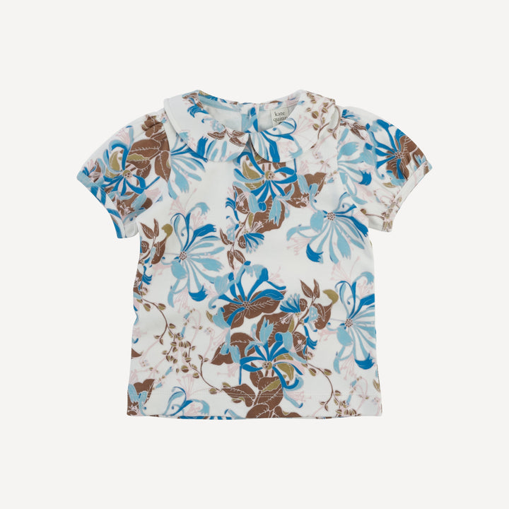 short sleeve peter pan top | blue honeysuckle | organic cotton interlock