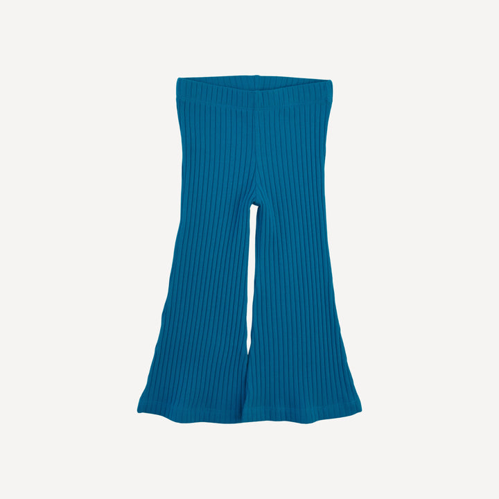 short sleeve peter pan top + flare pant set | blue honeysuckle | organic cotton interlock