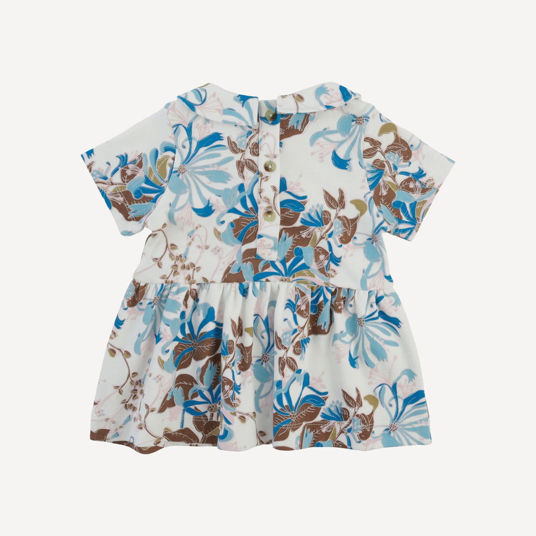 short sleeve peter pan top + flare pant set | blue honeysuckle | organic cotton interlock