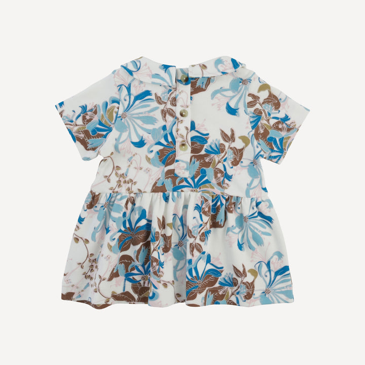 short sleeve peter pan top + flare pant set | blue honeysuckle | organic cotton interlock