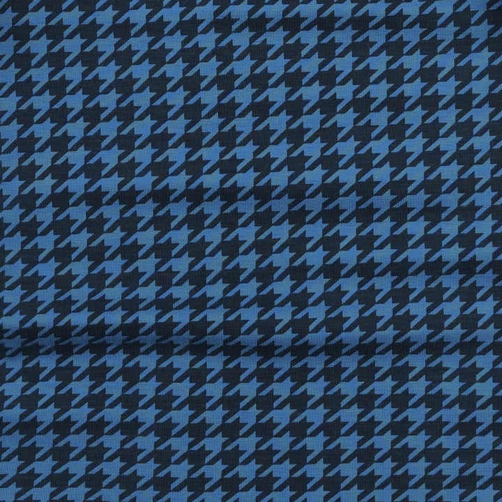 womens long sleeve v-neck ruffle top | blue houndstooth | bamboo
