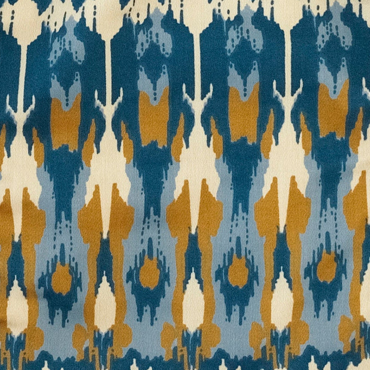 pintuck flare pant | blue ikat | organic cotton sateen woven