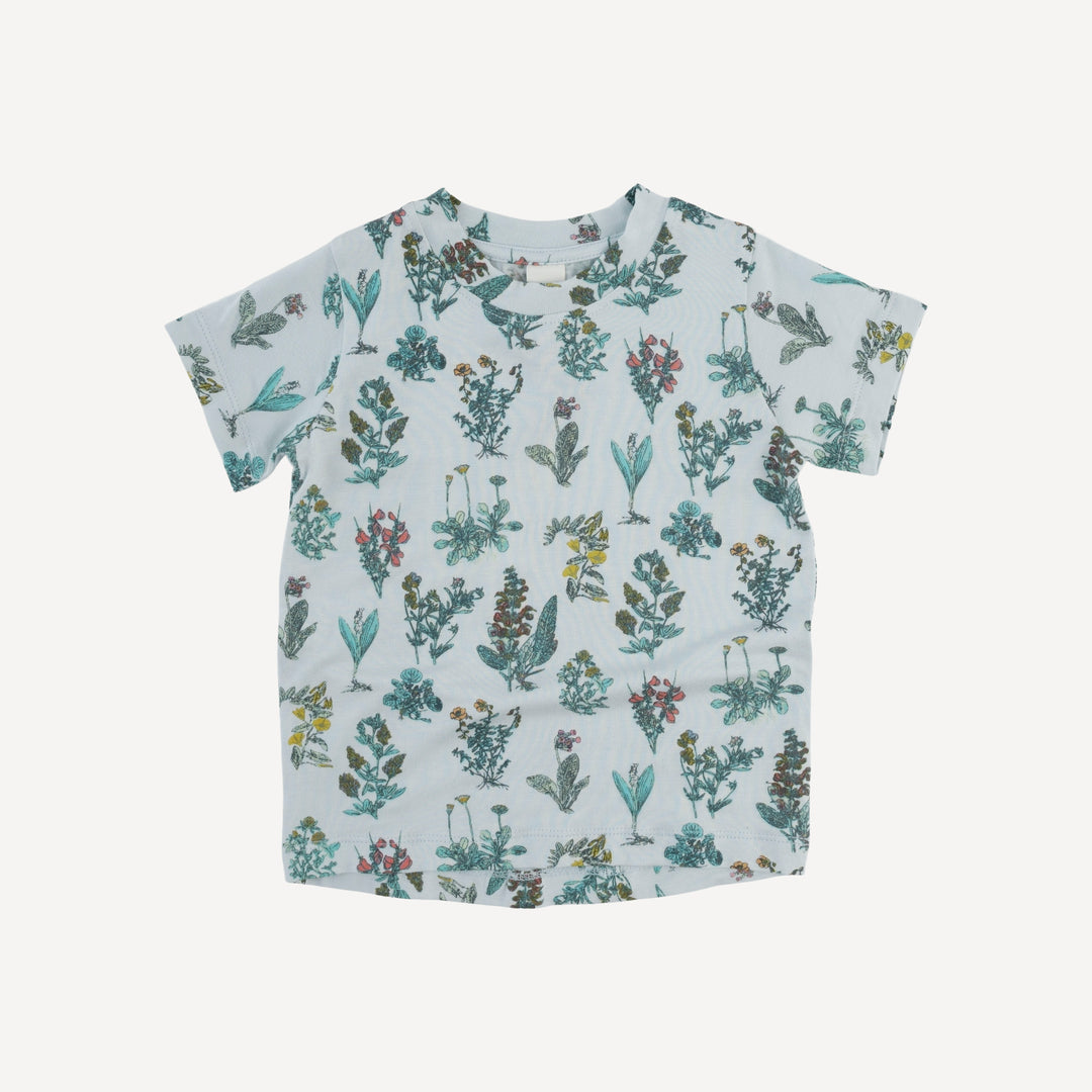short sleeve essential boxy tee | blue litho floral | modal