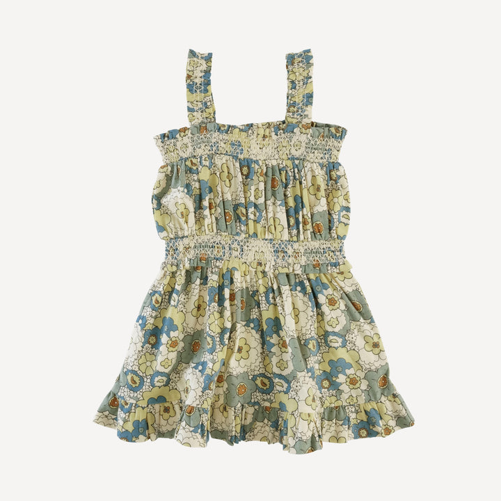 winnie tank dress | blue mid-century floral | organic cotton jersey