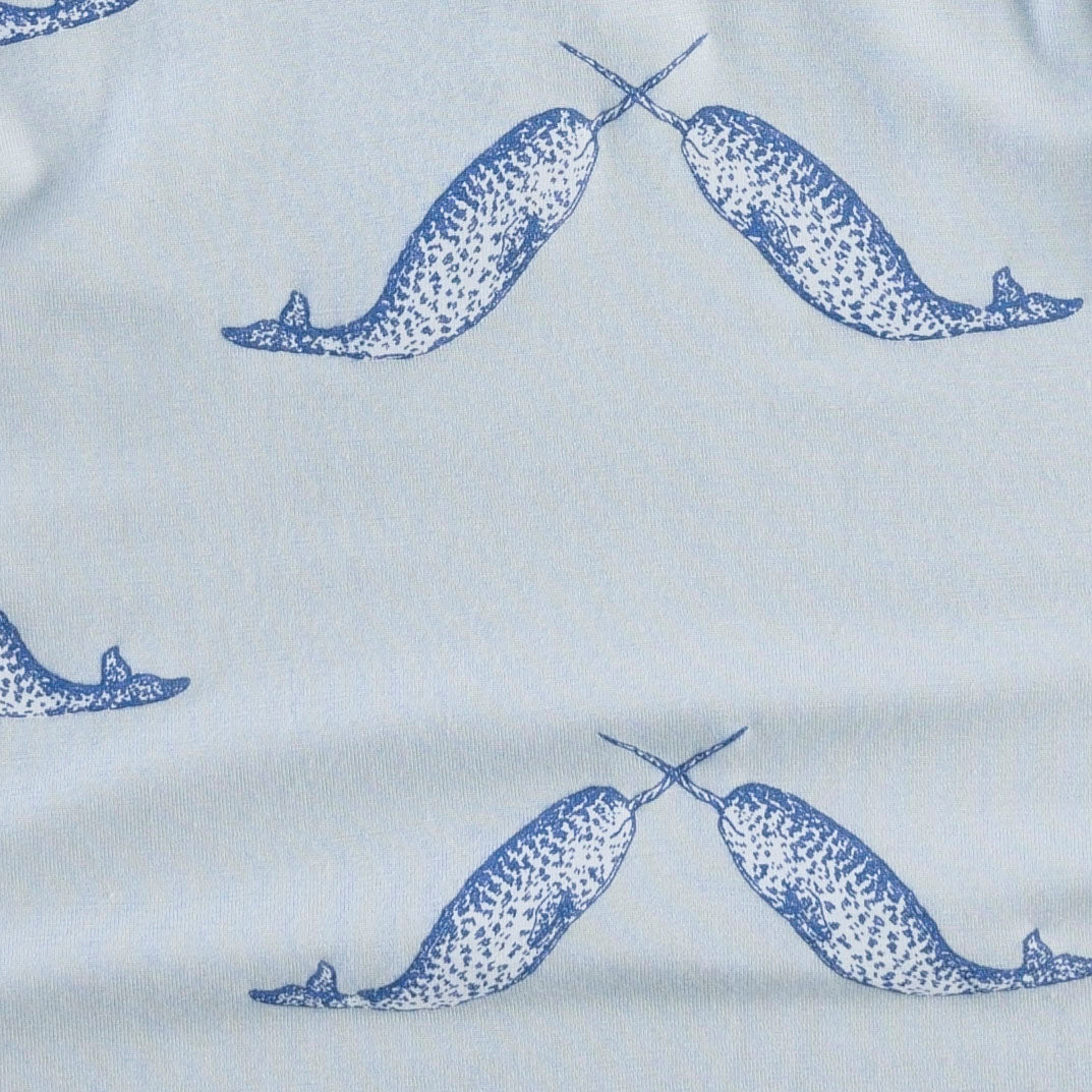 sleeveless sailor bubble | blue narwhal | bamboo