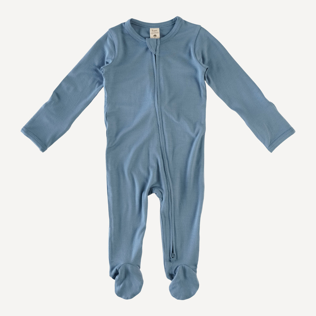 long sleeve zipper footie, blue pond