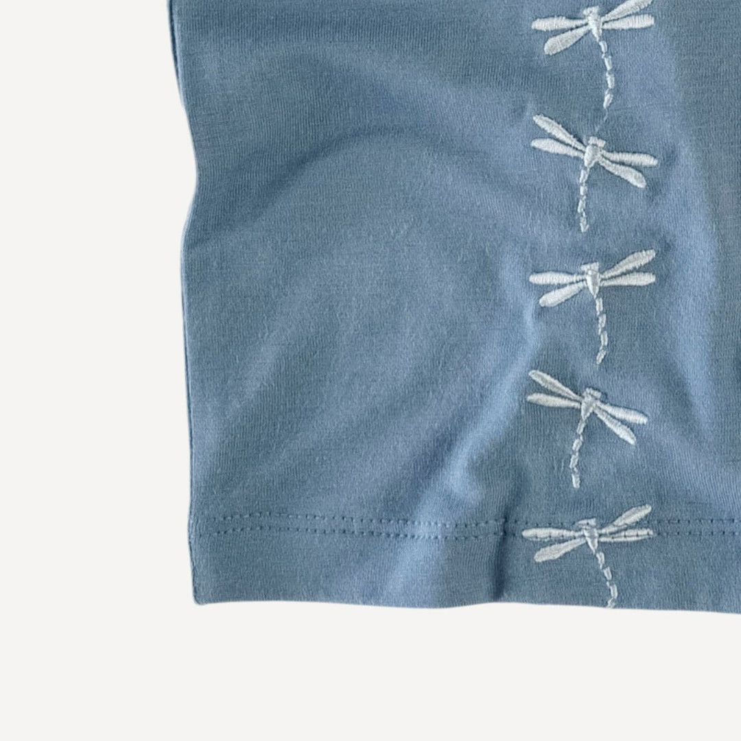 short sleeve embroidered shirt | blue pond | bamboo