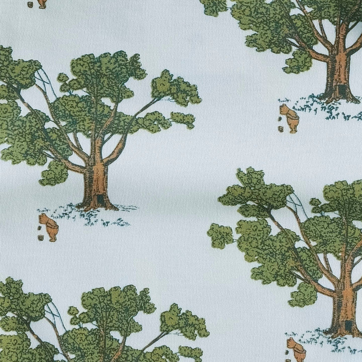 bell sleeve dress | blue pooh + tree | organic cotton interlock