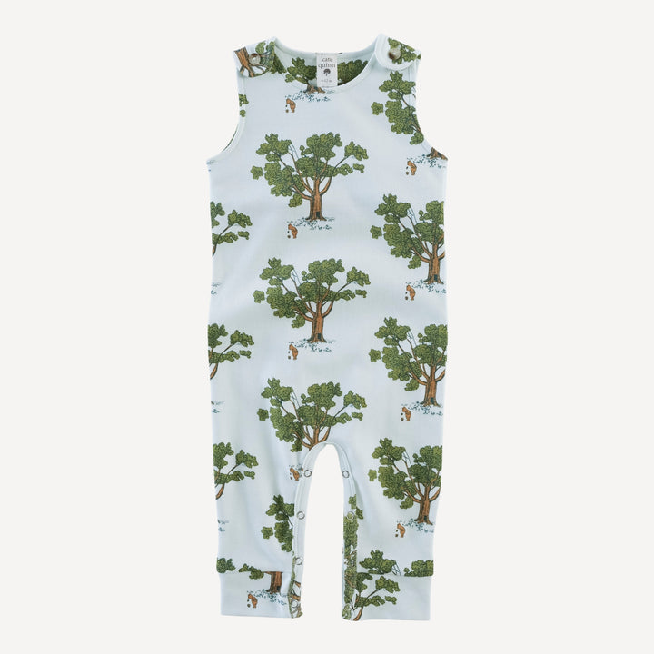 vintage button tab sport jumpsuit | blue pooh & tree | organic cotton interlock