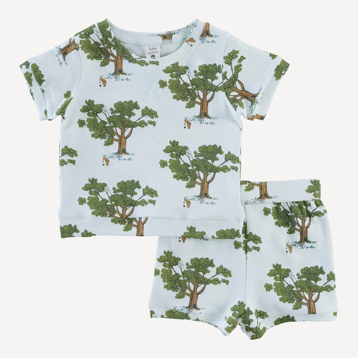 jamie short set | blue pooh & tree | organic cotton interlock